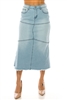 SG-89085B Lt.Indigo Wash midi length skirt