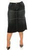 SG-89085XA Black Wash calf length skirt