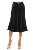SG-89087 Dark Indigo calf length skirt