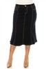 SG-89087X Dk.Inidgo calf length skirt