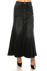 SG-89140 Black Wash long skirt