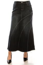 SG-89140X Black Wash long skirt