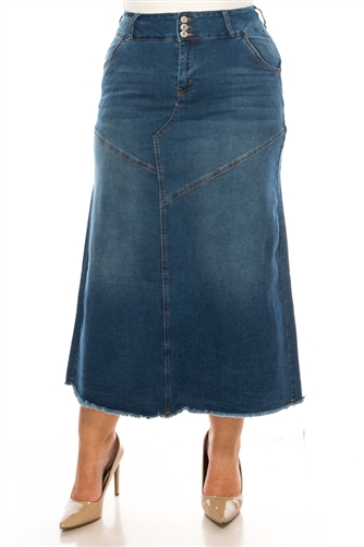 SG-89162X Indigo Wash long skirt