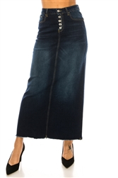 SG-89177  Dk.Indigo Wash long skirt