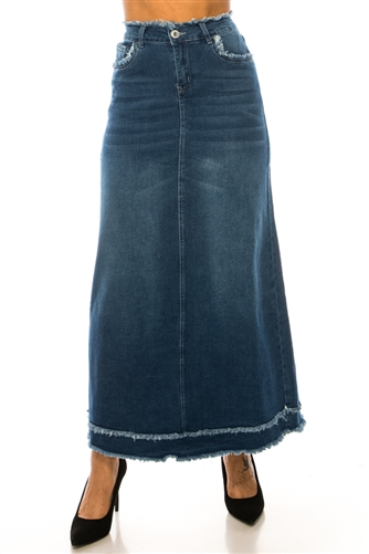 SG-89184 Indigo Wash long skirt