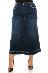 SG-89184X Dk.Indigo Wash long skirt