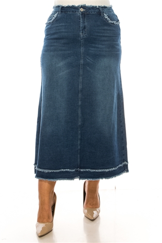 SG-89184X Indigo Wash long skirt