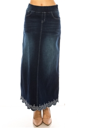 SG-89203 DK.Indigo Wash long skirt