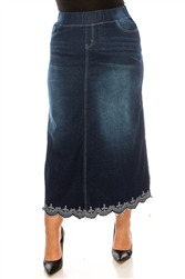 SG-89203XX DK.Indigo Wash long skirt