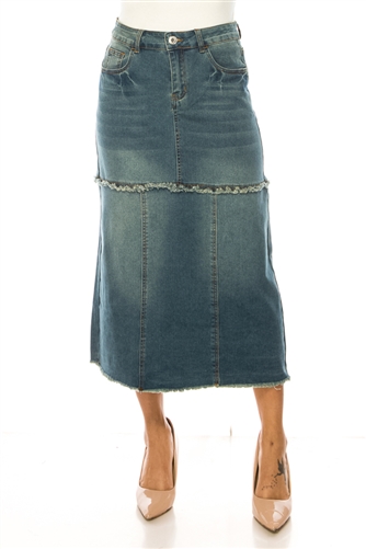SG-89215 Vintage Wash long skirt
