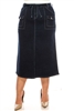 SG-89231X Stone Wash Dark long skirt