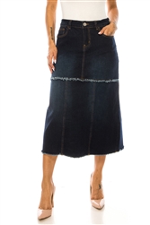 SG-89236A Dk.Indigo Wash long skirt