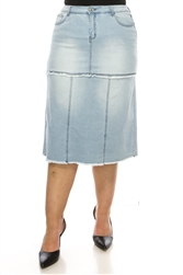 SG-89236X Lt.Indigo Wash long skirt