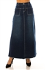 SG-89243 Dk.Indigo Washed long skirt