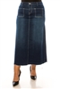 SG-89243X Dk.Indigo Washed long skirt