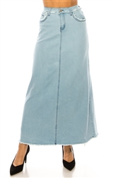 SG-89246 Lt.Indigo long skirt