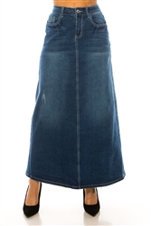 SG-89259 Indigo Wash long skirt