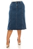 SG-89309X Stone Wash Indigo calf length skirt