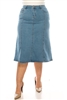 SG-89309X Stone Wash Light calf length skirt