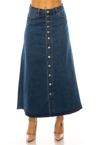 SG-89319  Indigo Stone Wash long skirt