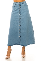 SG-89319  Light Stone Wash long skirt