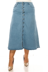 SG-89319X  Light Stone Wash long skirt