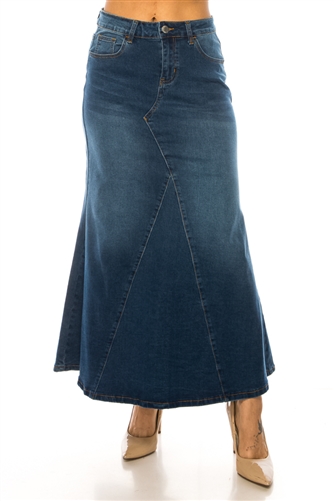 SG-89329 Indigo Wash long skirt