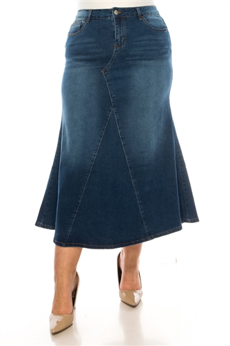 SG-89329X Indigo Wash long skirt