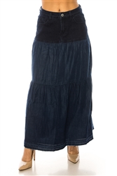SG-89358 Dk.Indigo long skirt