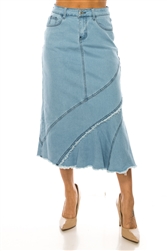 SG-89360 Lt.Indigo midi skirt