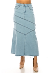 SG-89368  Lt.Indigo long skirt