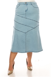 SG-89368X Lt.Indigo long skirt