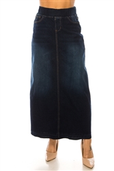 SG-89385 DK.Indigo Wash long skirt