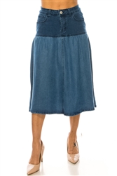 SG-89396 Indigo midi length skirt