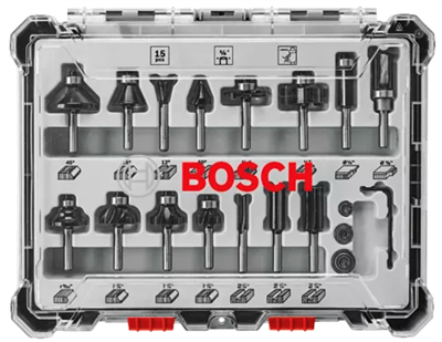 Router Bit 15pc Professional 1/4" Shank Bosch# BORBS015MBS