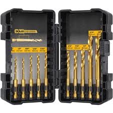 Drill Bit Set - 10pc. Hex Shank- Titanium