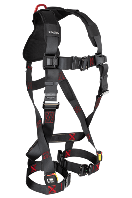 HARNESS, FT-IRON -1D 2X/3X BLACK/RED W/Q.C. BUCKLES -FALLTECH #8141B2X3X