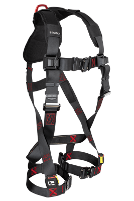 HARNESS, FT-IRON -1D SM/MD BLACK/RED W/Q.C. BUCKLES -FALLTECH #8141BSM