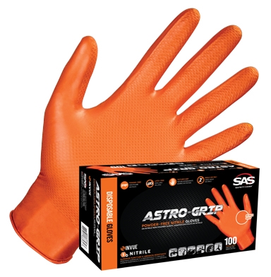 Nitrile Disposable Gloves- Orange Textured - Medium (100/Box)