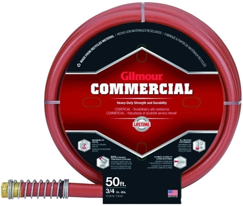 3/4" x 50ft 6 Ply RED Contractor Garden Hose