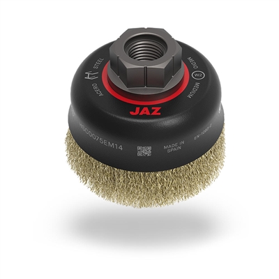 Cup Brush - 3" Crimped Wire w/ 5/8"-11 Arbor JAZ #73000P