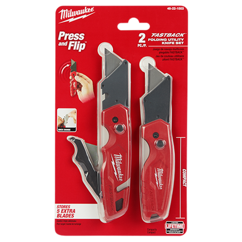 Milwaukee 2 Pack FASTBACKâ„¢ Flip Utility Knife Set #48-22-1503