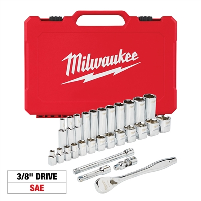 SET,  28PC SOCKET 3/8" DR SAE CHROME #48-22-9408