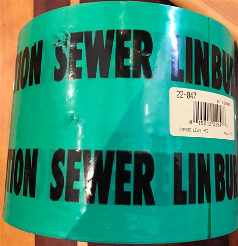 Non-Detectable Tape- Green 'Sewer Line Below'