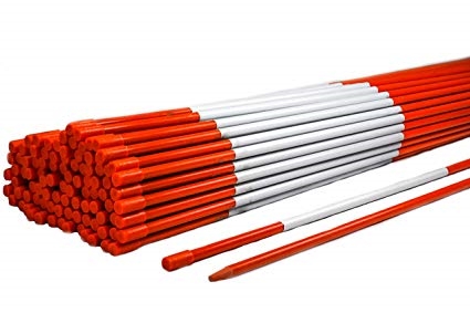 48" Tall Orange w/ Reflective Stripe Driveway Snow Stake Marker