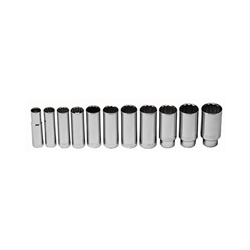 Socket Set, 1/2" Dr. Deep Sockets Only - 11 Pc.