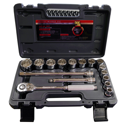 Socket Set, 1/2" Dr. Standard - 16 Pc.