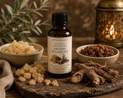 Ancient Botanicals Anointing Oil handcrafted with organic extra virgin olive oil, frankincense, myrrh, and spikenard essential oils by Dancing Dingo.