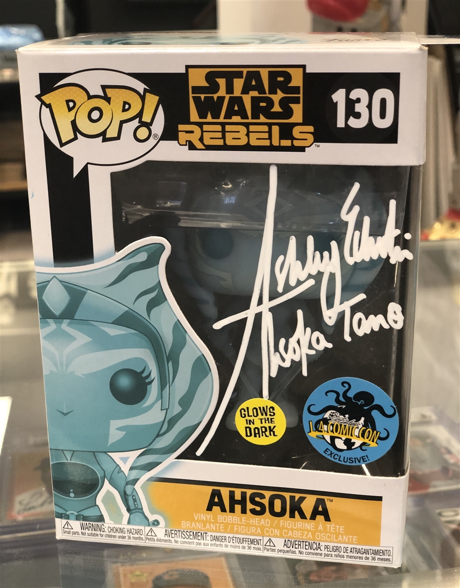 Autographed Ahsoka Tano Funko Pop figure #130 glow in the dark by Ashley  Eckstein includes inscription!