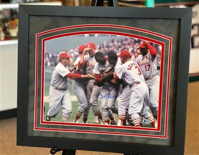Bob Gibson 1967 celebration - 11x14 autographed, matted & framed print